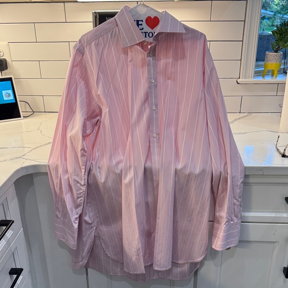 Thomas Pink Light Pink Striped Dress Shirt